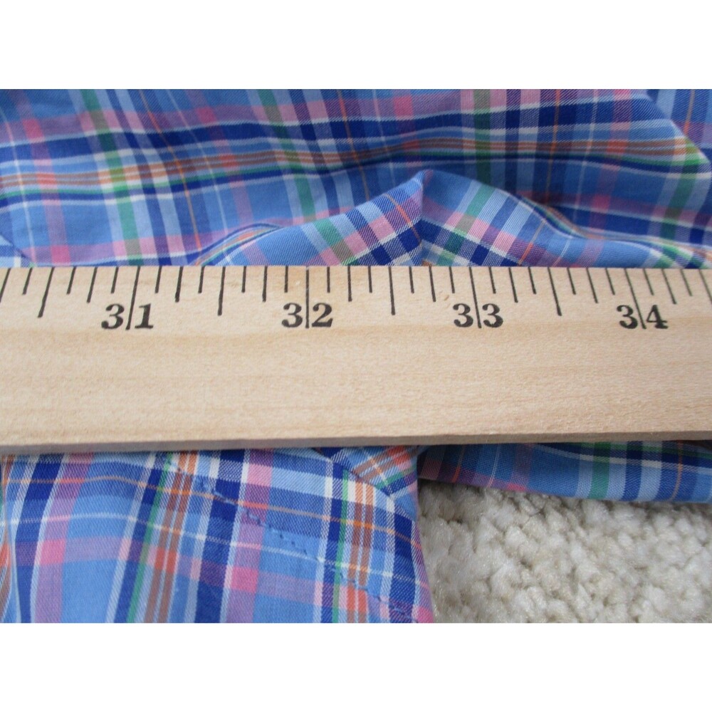 Ralph Lauren Shirt Men 3XLT Tall Blue Pink Plaid Cotton Preppy Casual Button Up - Picture 10 of 11